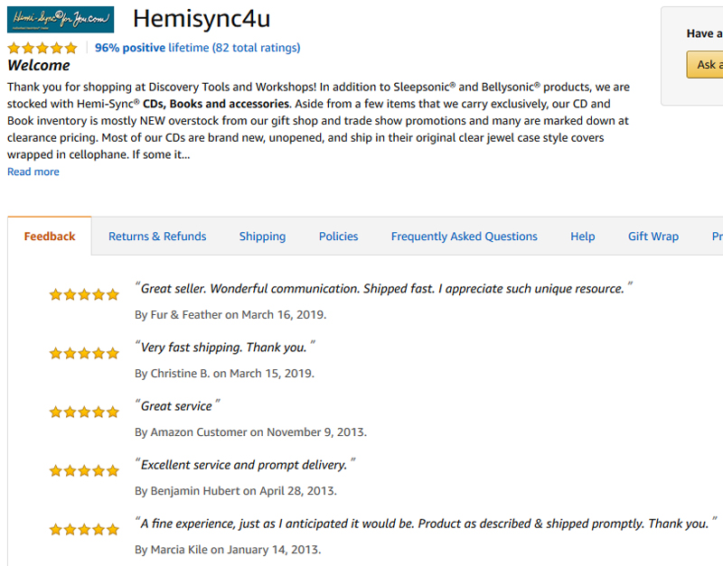 Our Seller profile on Amazon - Hemisync4u